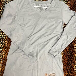 Tommie Copper Womens Core Compression Long Sleeve V-Neck Shirt Gray Large